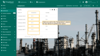 Click on a cell in the "temperature" column for any device to perform an action;