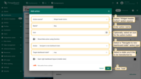Select "Widget header button" action source. Input a name for the action and select an icon that will represent a button. With this icon, action will be performed. Select a "Navigate to new dashboard state" action type from the "Action" drop-down menu. After choosing an action type, the "Target dashboard state" drop-down menu appears. Select a previously created state you'd like to be transitioned to. When the desired state has been selected, click the "Add" button;