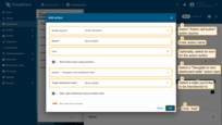 As an example for this manual, select "Action cell button" action source. Input a name for the action and select an icon that will represent a button. With this icon, action will be performed. Select a "Navigate to new dashboard state" action type from the "Action" drop-down menu. After choosing an action type, the "Target dashboard state" drop-down menu appears. Select a previously created state you'd like to be transitioned to. When the desired state has been selected, click the "Add" button;