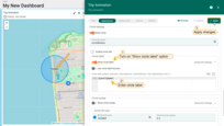 Show or hide the label on the circle. Change the text of the label or specify a function for the label to dynamically display data based on specific conditions.