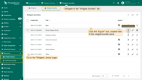 Click the export button on the specific widgets bundle row;