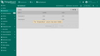 The "temperature" data key column has been hidden.