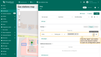 To configure a specific polygon, switch to the map widget's edit mode. Then, in the "Polygon" tab under the "Overlays" section, click the "gear" icon button next to the desired polygon to open its configuration panel.