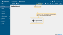 Click the "+ Add widget" icon at the top of the screen, or (if this is your first widget on this dashboard) click a large "Add new widget" sign in the middle of the screen to open the Select widgets bundle dialog window;